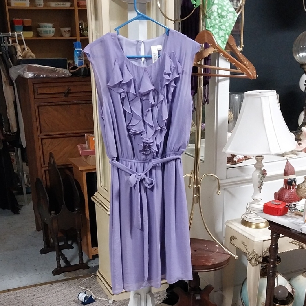 Emma & Michele Lavender Ruffle Midi Dress